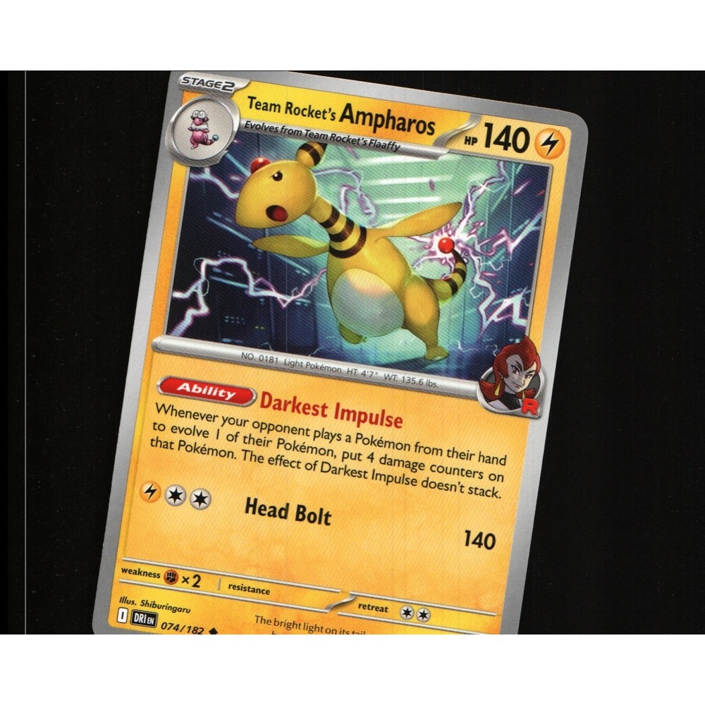 2025 Pokemon Destined Rivals Team Rocket's Ampharos 074/182 Uncommon DRI EN